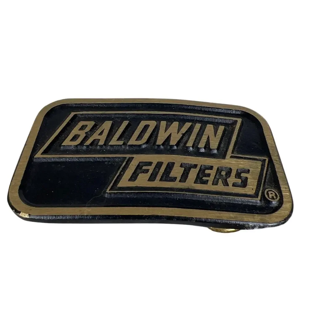 1970s Baldwin Filters Solid Brass Belt Buckle DynaBuckle Mechanic USA Vintage